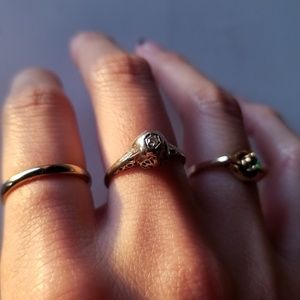 Vintage Edwardian 18k Gold Filigree Diamond Ring